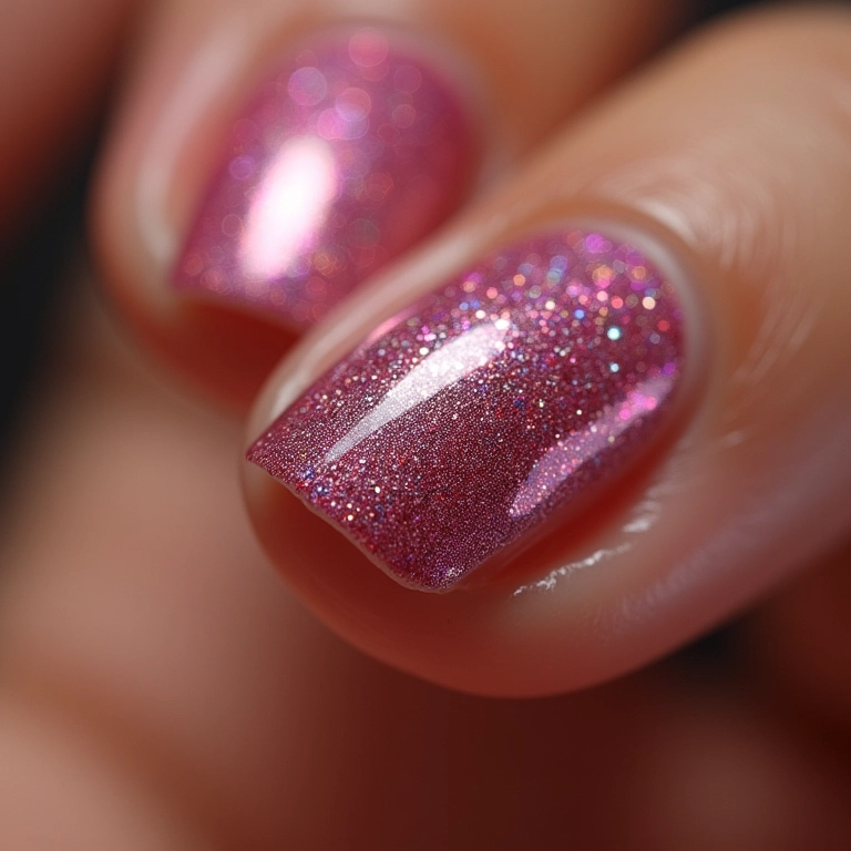 Unhas decoradas com glitter degradê.