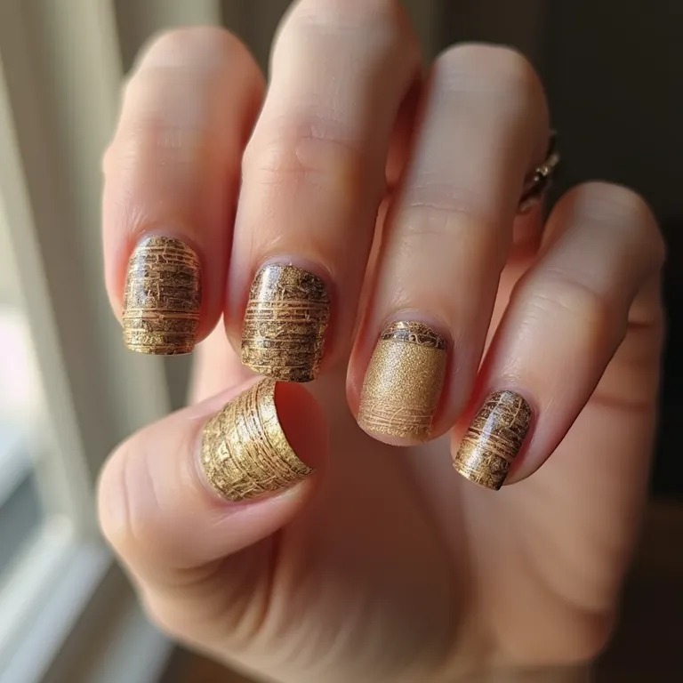 Unhas decoradas com inspiração em chapéu de palha.
