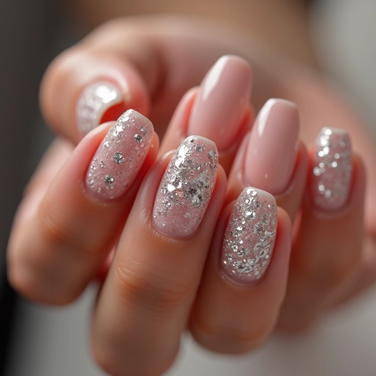 Unhas decoradas com pedrarias e strass para o Ano Novo.