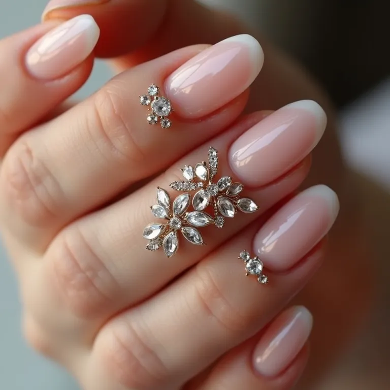 Unhas decoradas com pedrarias: glamour e brilho.