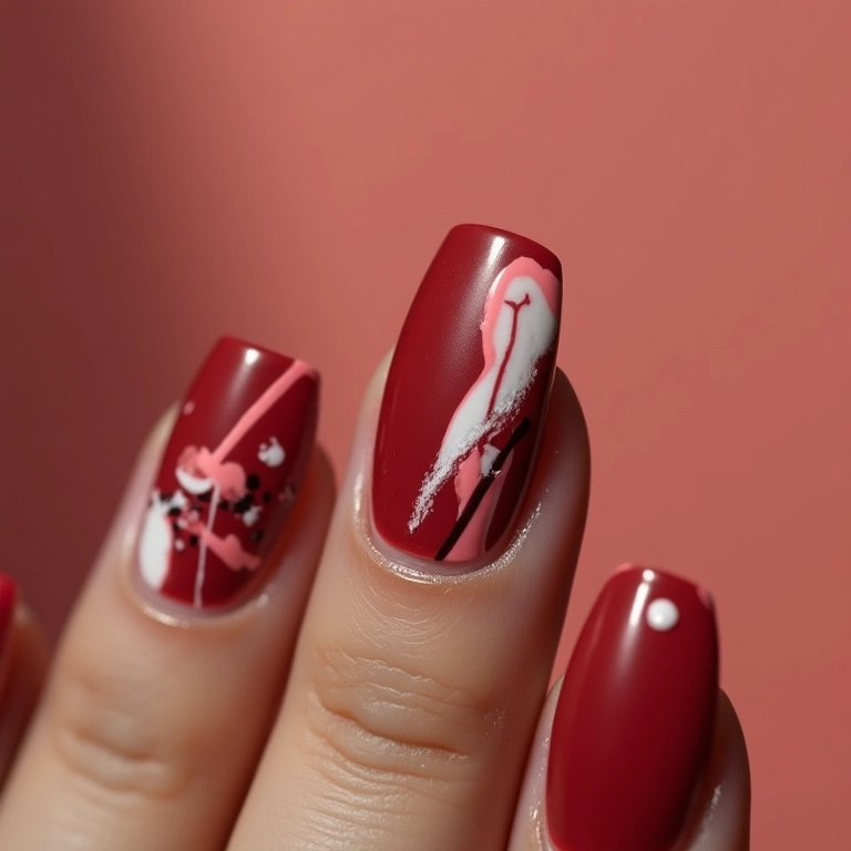 Unhas decoradas de paty com desenhos abstratos modernos