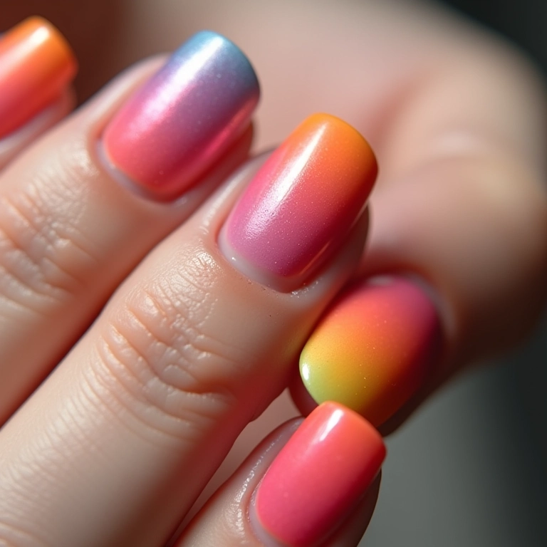 Unhas decoradas de paty com francesinha colorida vibrante