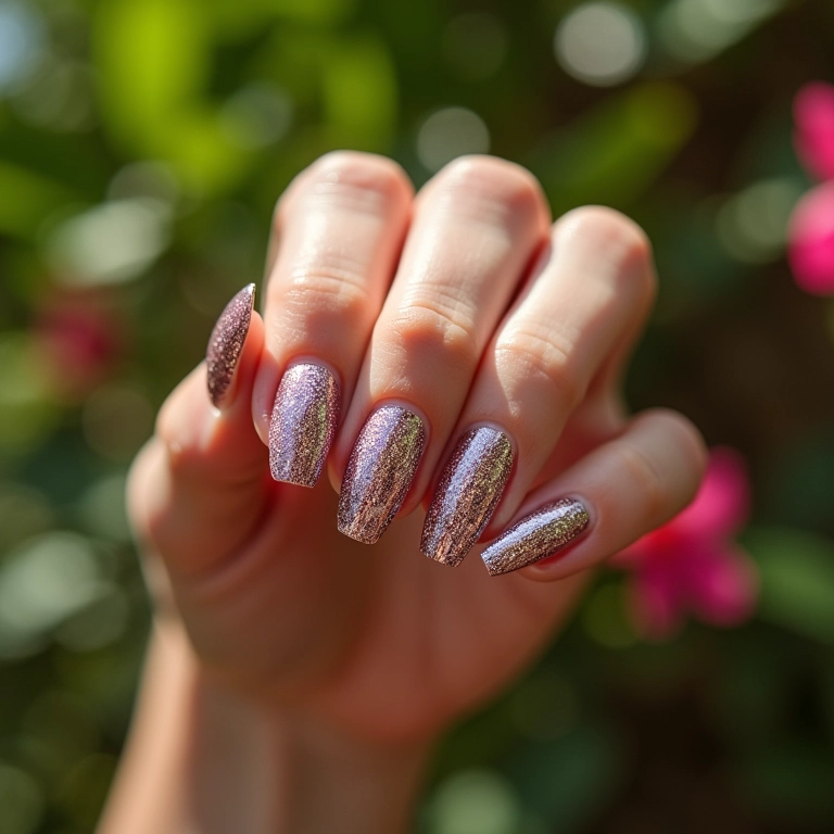Unhas decoradas de paty com glitter brilhante