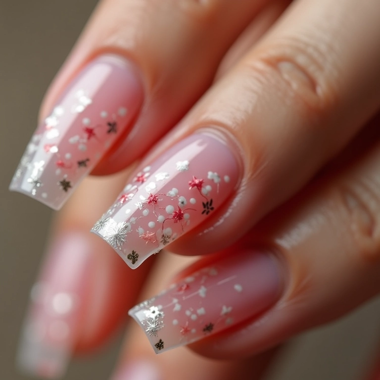 Unhas decoradas de paty com películas delicadas