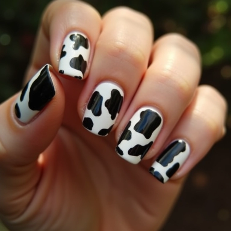 Unhas decoradas de vaquinha charmosas.