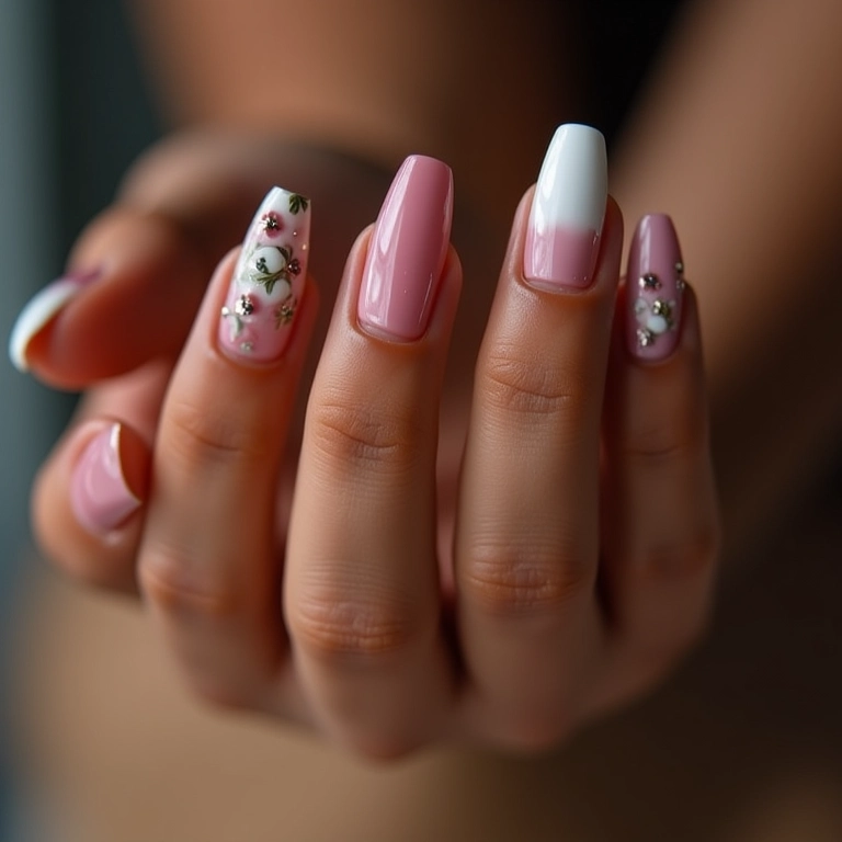 Unhas decoradas filha única com destaque sutil e elegante.