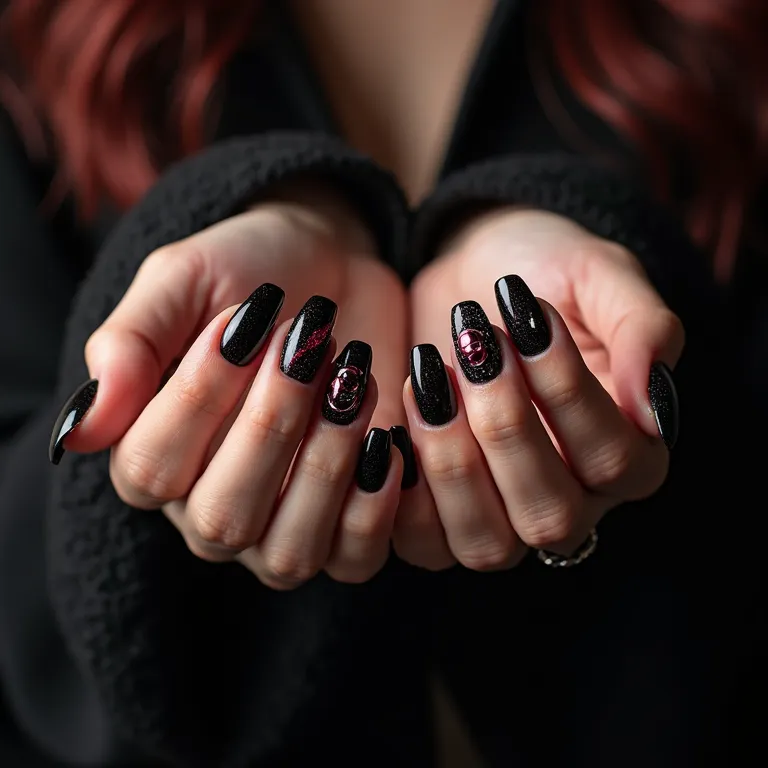 Unhas decoradas (G)I-dle com estilo dark e empoderador.