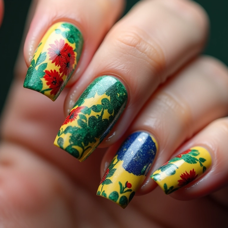 Unhas decoradas inspiradas em blocos de rua do Carnaval.