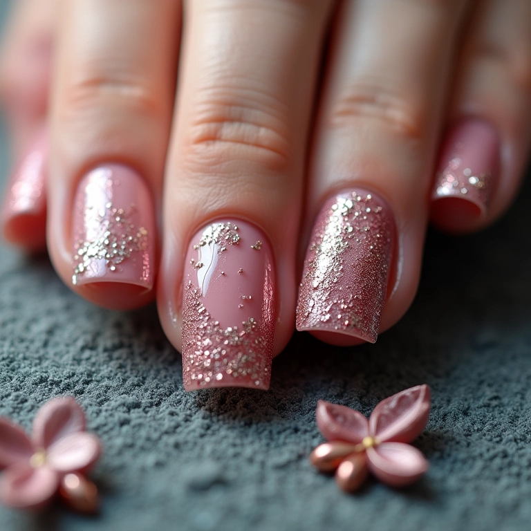 Unhas decoradas luxuosas com aplicações em 3D.