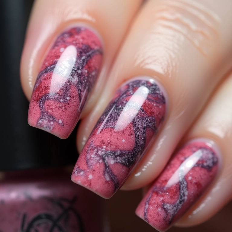 Unhas decoradas marmorizadas