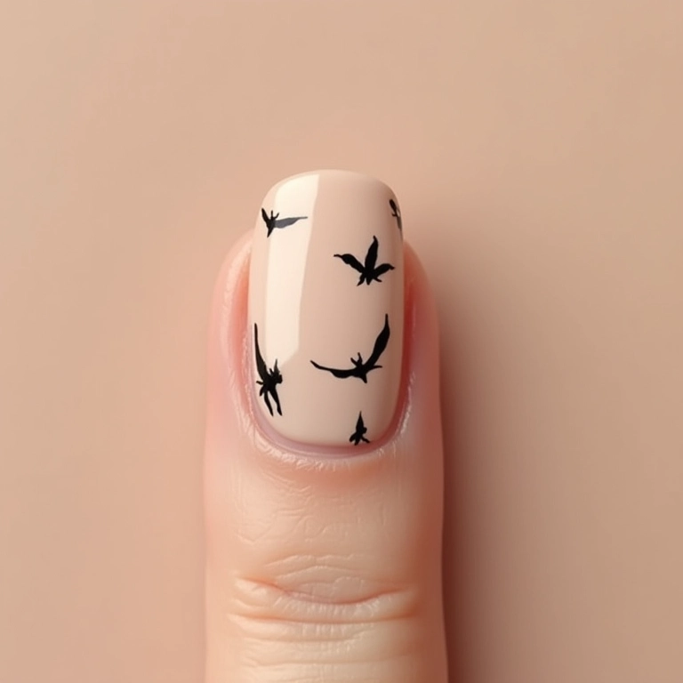 Unhas decoradas minimalistas com bonequinhas.