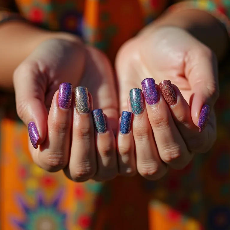 Unhas decoradas para o Carnaval.