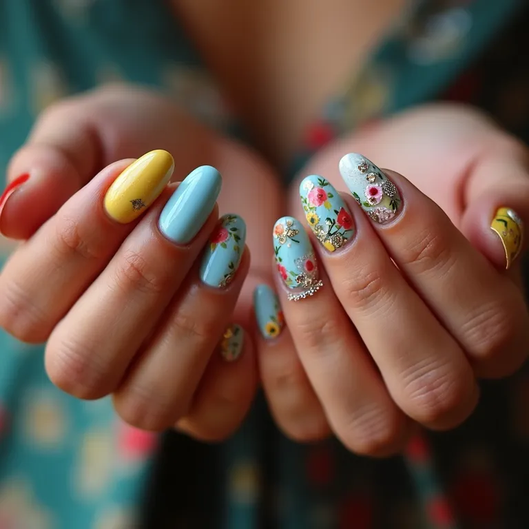 Unhas decoradas por Juliana Moreno com detalhes vibrantes e design brasileiro.