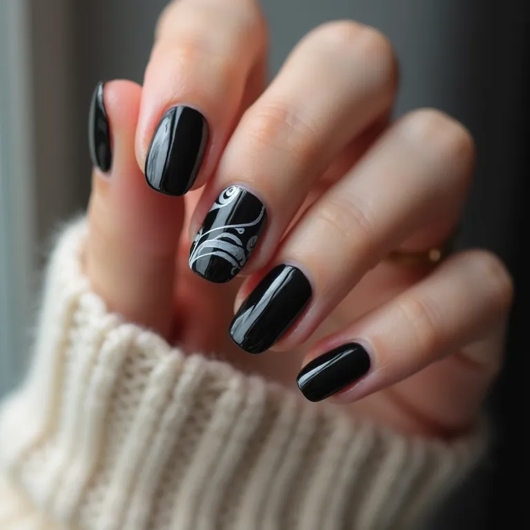 Unhas decoradas pretas e brancas: um clássico atemporal.