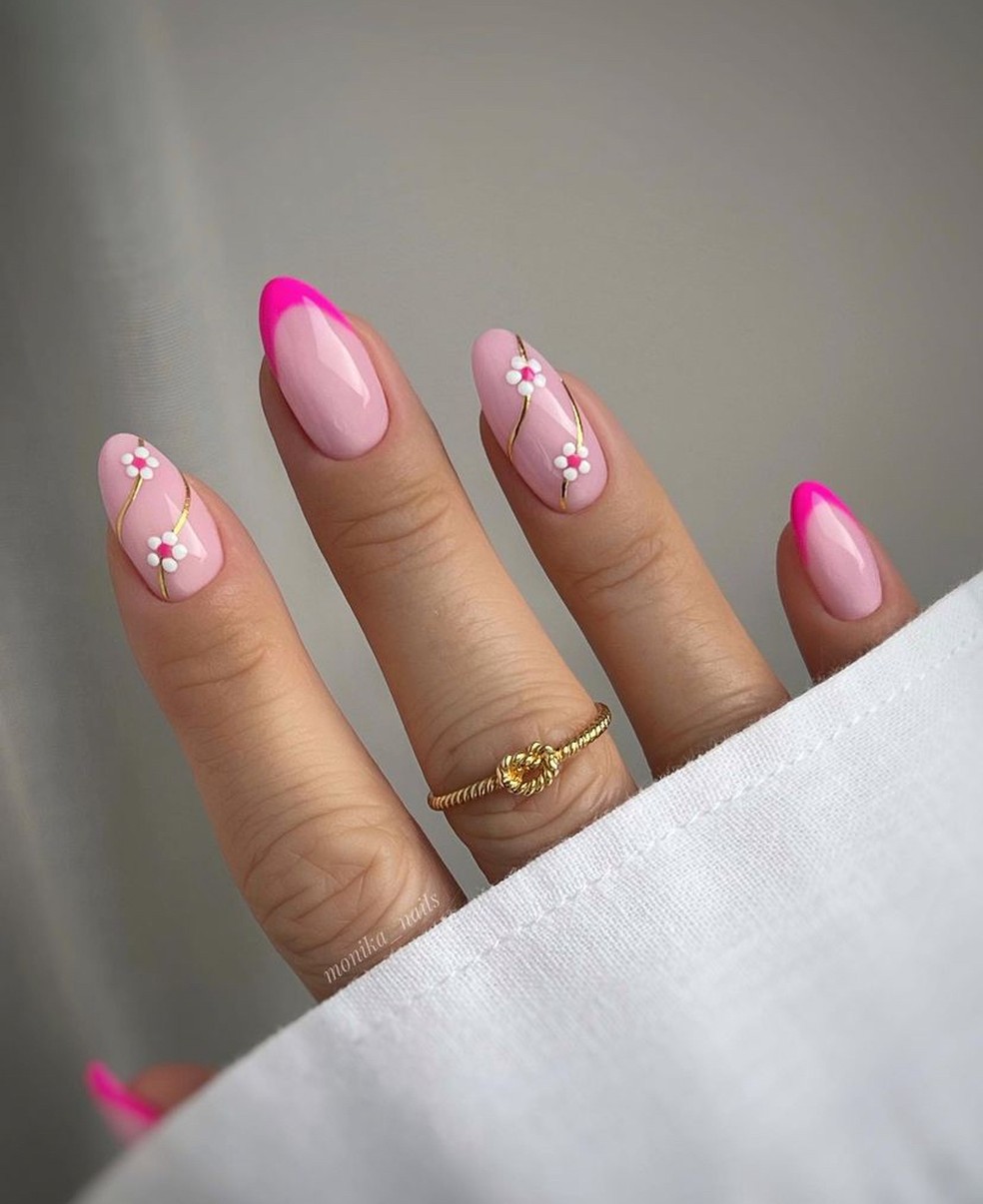 Unhas decoradas rosa e branco: 20 ...