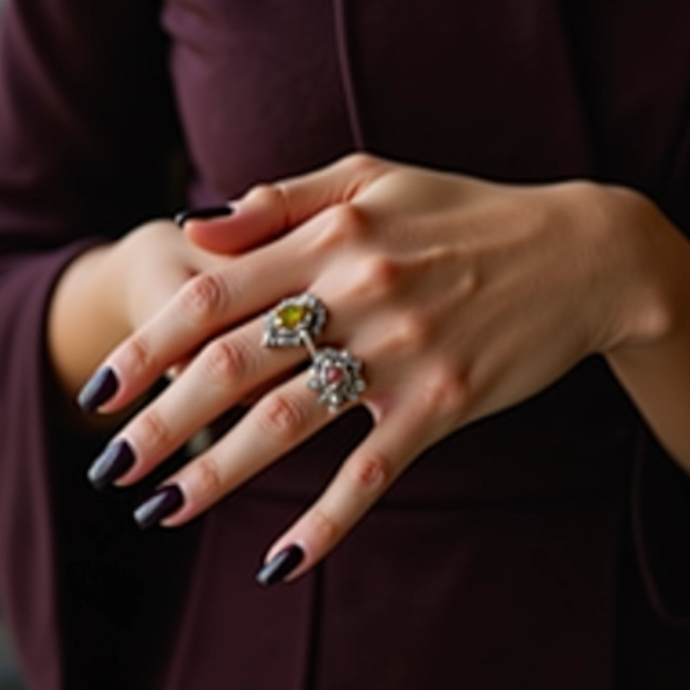 Unhas decoradas roxo escuro elegantes e sofisticadas.