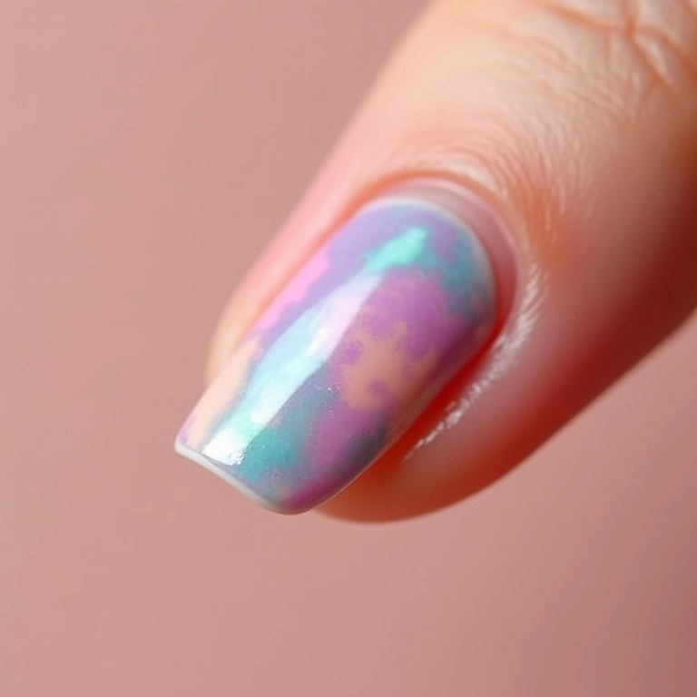Unhas decoradas tons pasteis com filha única.