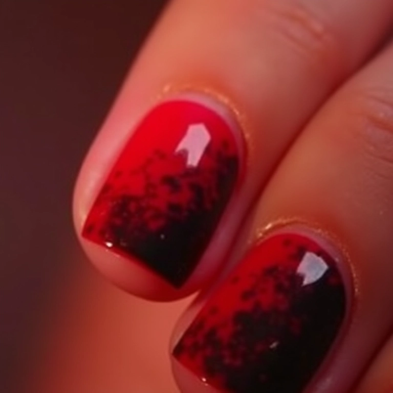 Unhas degradê com cores do The Weeknd.