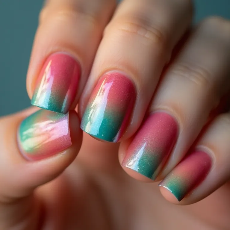 Unhas degradê com cores festivas para um visual moderno.