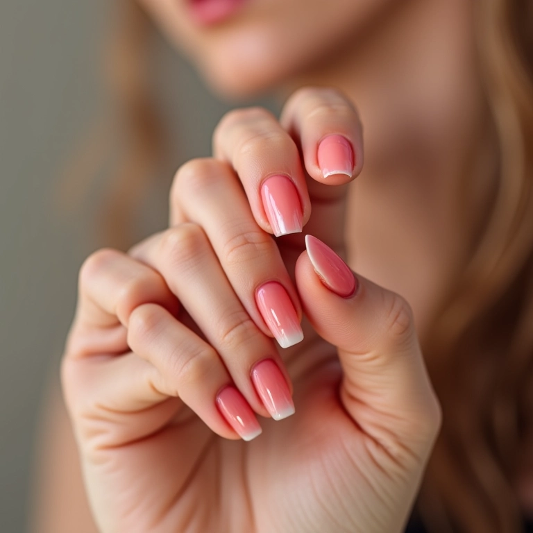 Unhas degradê com duas cores.