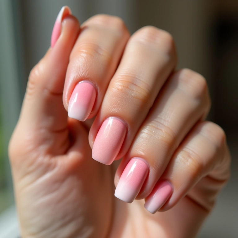 Unhas degradê com efeito moderno e cores pastel suaves.