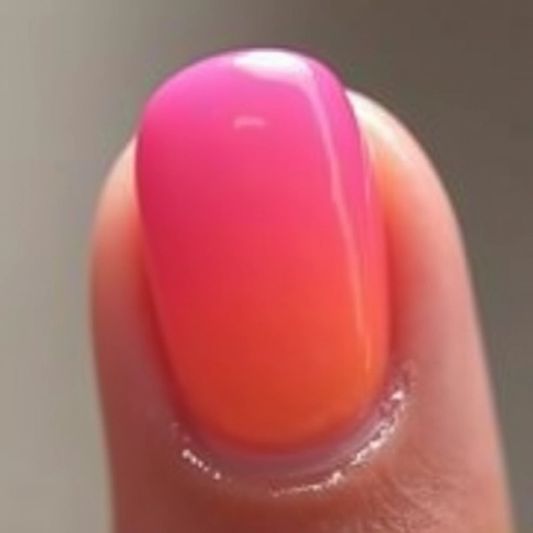 Unhas degradê com gel em cores vibrantes.