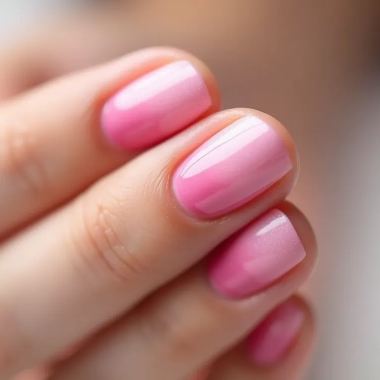 Unhas degradê com rosa: suavidade e elegância para looks delicados.