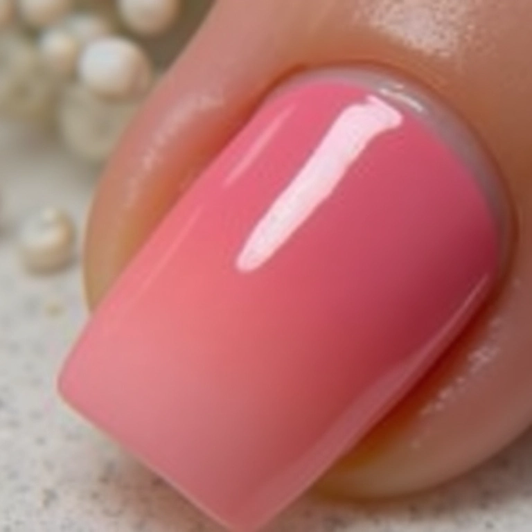 Unhas degradê (ombré nails) em tons suaves para debutantes.
