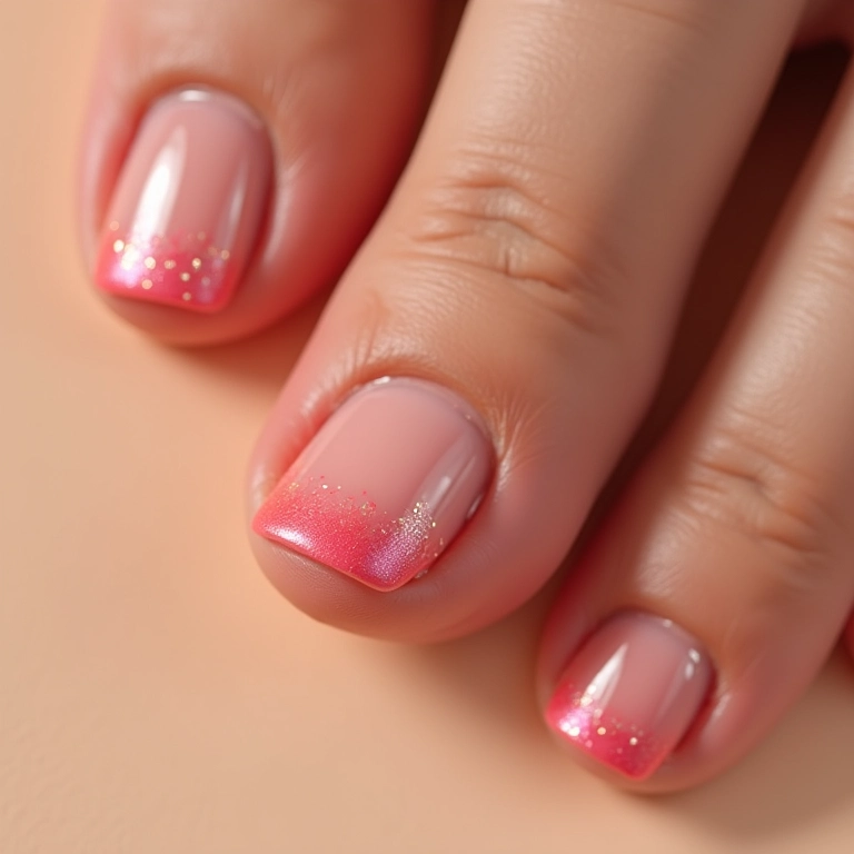 Unhas do pé com adesivos degrade.