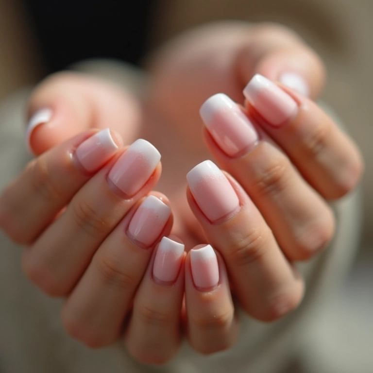 Unhas em fibra de vidro com francesinha clássica.