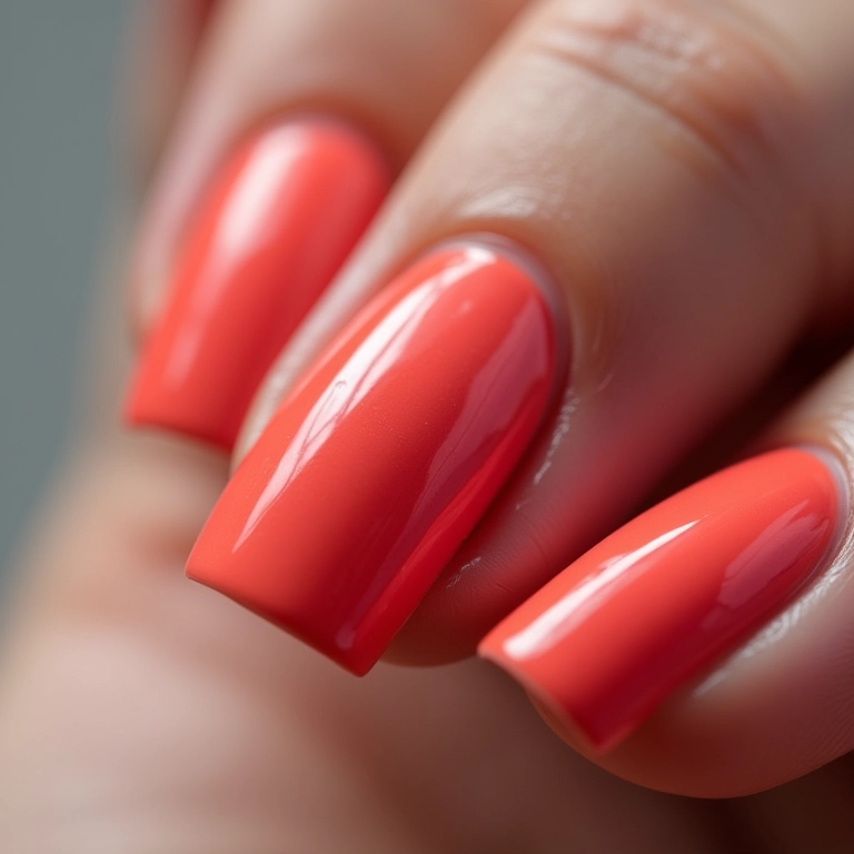 Unhas esmaltadas em ângulo ideal.