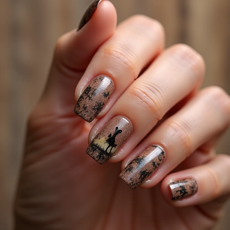 Unhas filha única com tema country em design criativo.