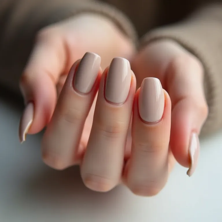 Unhas filhas únicas bege: destaque sutil para uma unha.