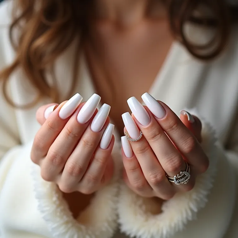 Unhas francesinhas brancas em gel, design clássico e elegante.