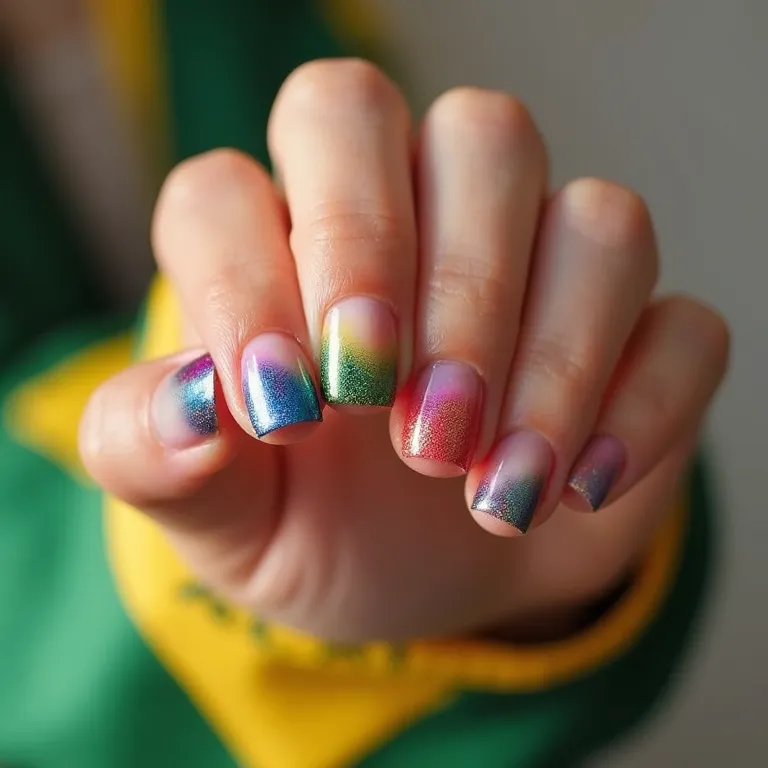 Unhas francesinhas coloridas com cores vibrantes, reinventando o clássico.