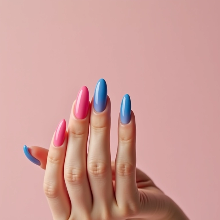 Unhas francesinhas coloridas para chá revelação.