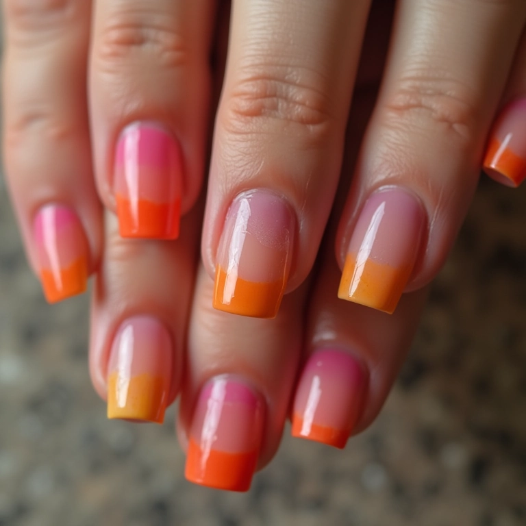 Unhas francesinhas coloridas.