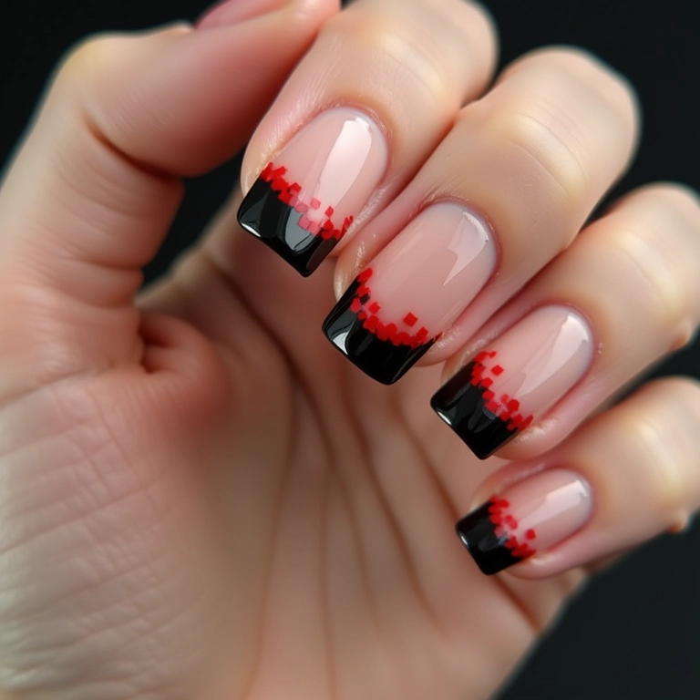 Unhas francesinhas com detalhes do The Weeknd.