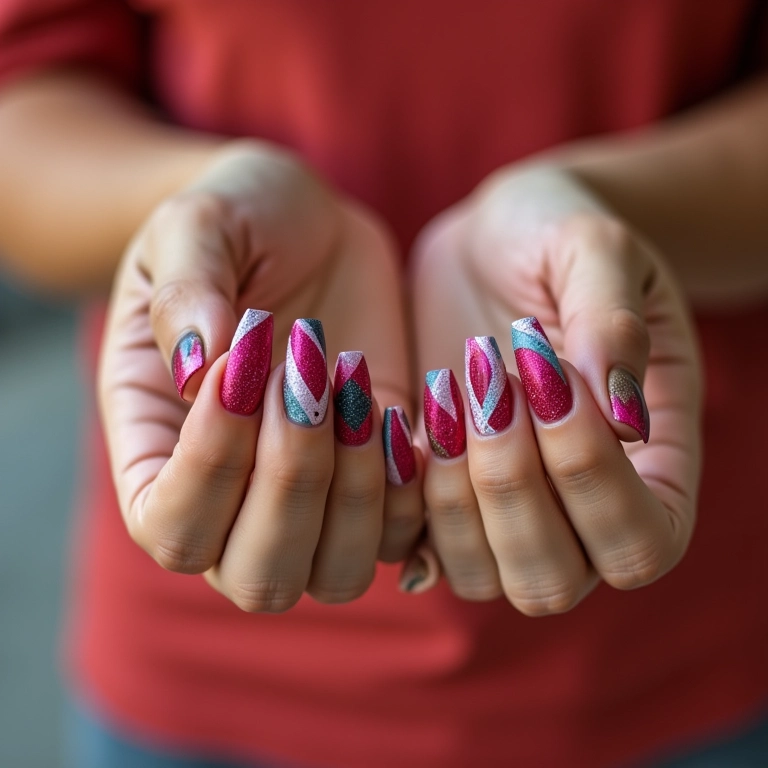 Unhas geométricas com design moderno.