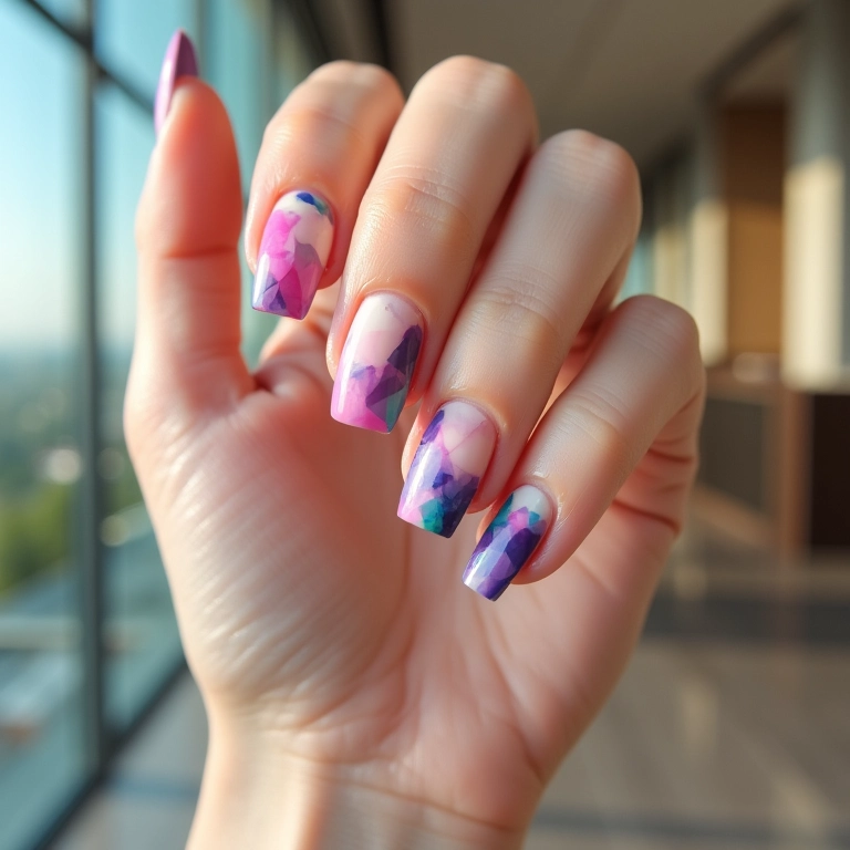Unhas geométricas com design moderno e sofisticado.