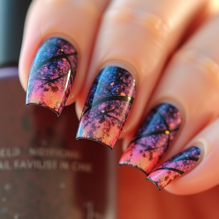 Unhas geométricas com linhas retas.