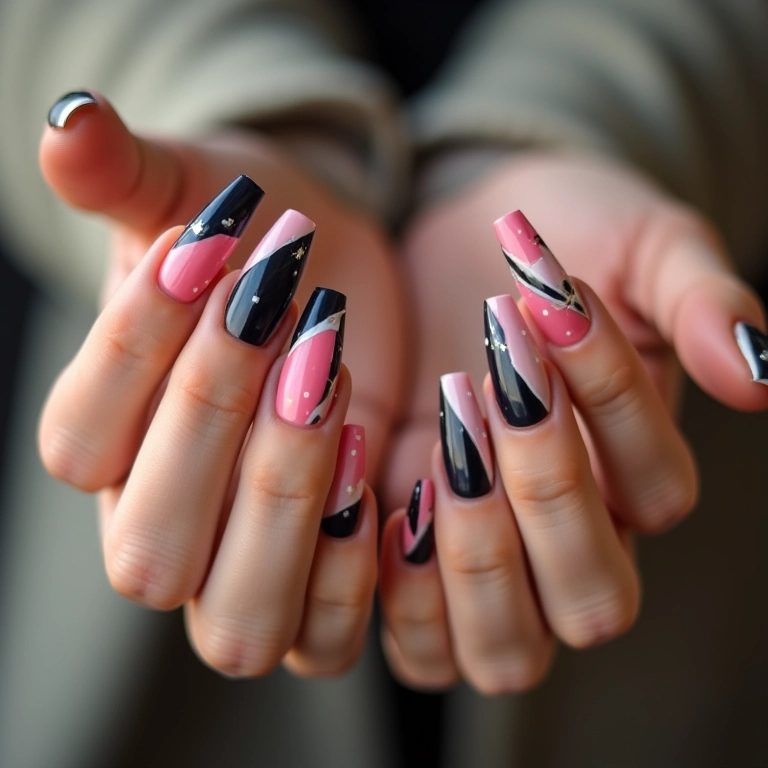Unhas geométricas decoradas no molde F1.
