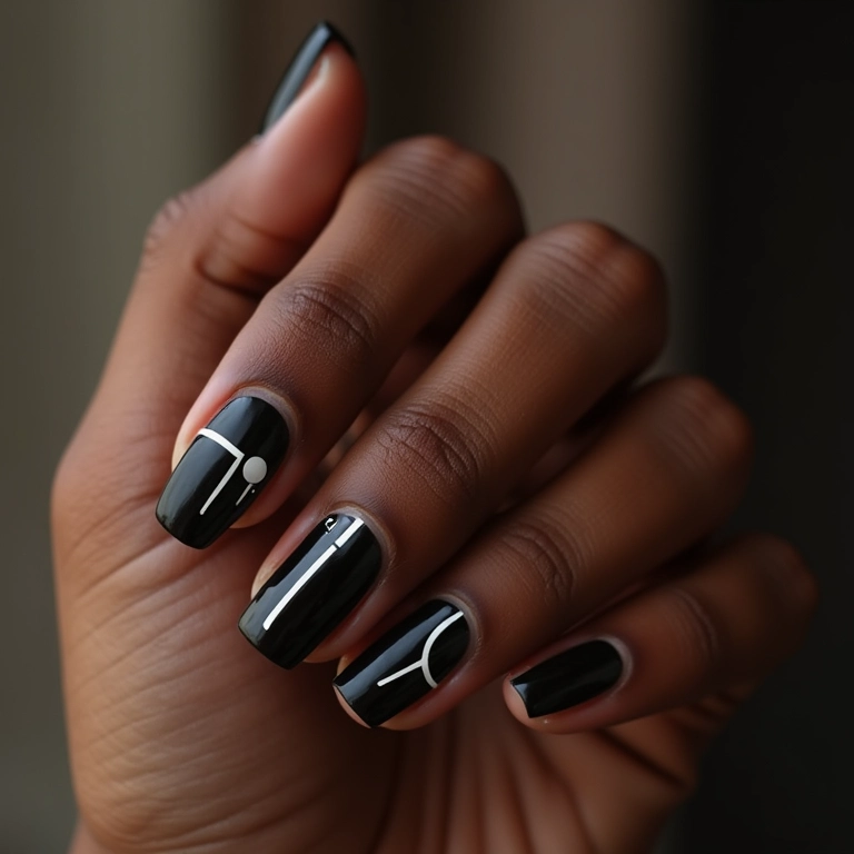 Unhas geométricas minimalistas em gel.