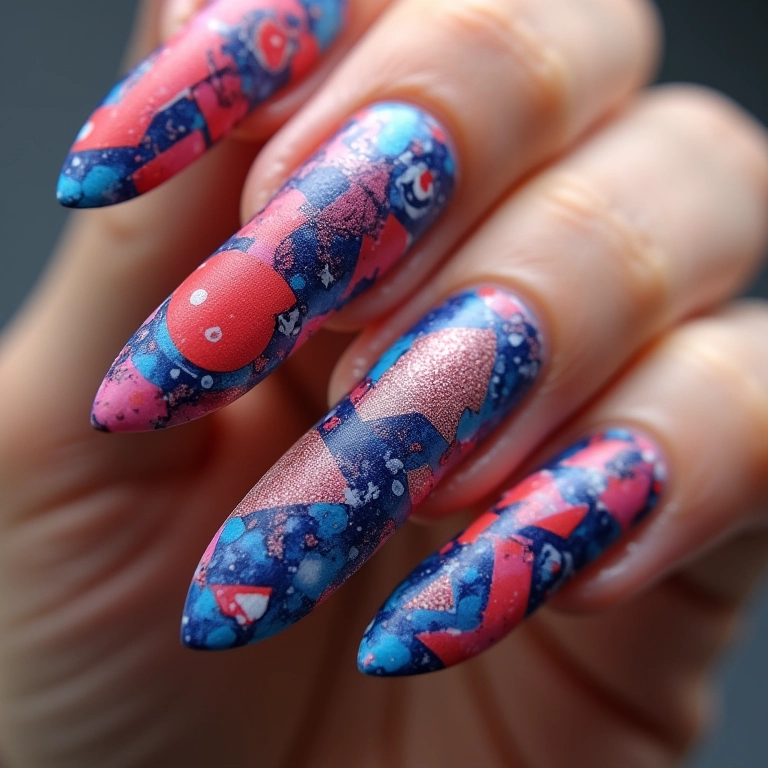 Unhas gravatinha geométricas.