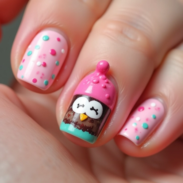 Unhas inspiradas em doces, um design divertido e apetitoso.