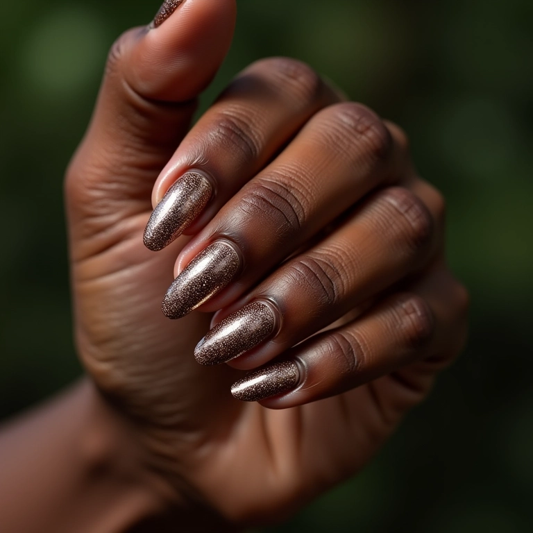Unhas kiwi com glitter, um toque de brilho e glamour.