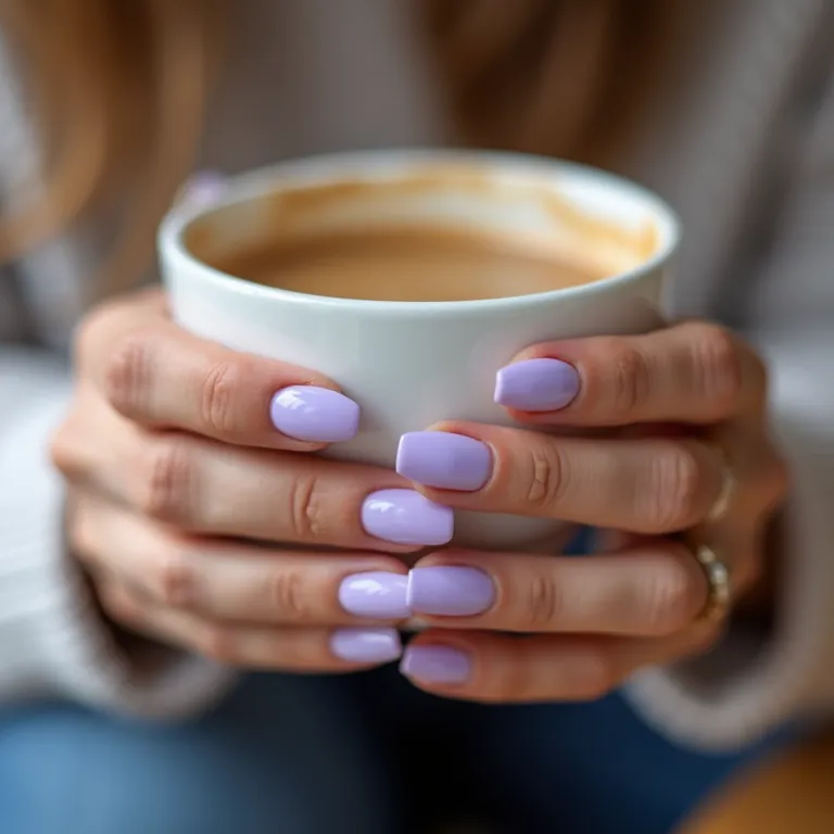 Unhas lilás pastel para diversas ocasiões.