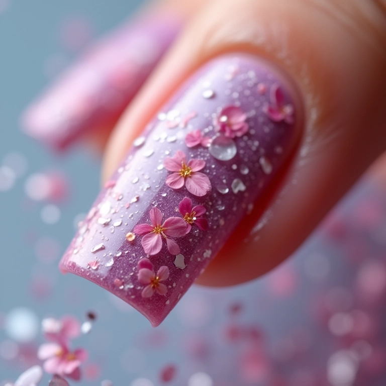 Unhas marmorizadas com efeito água.