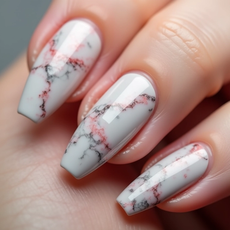 Unhas marmorizadas com efeito incrível.