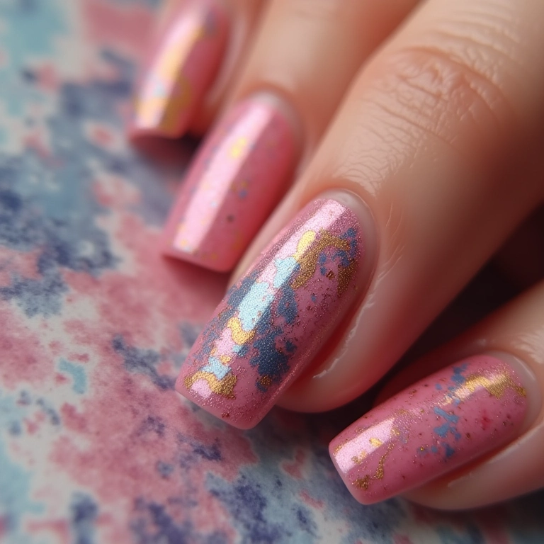 Unhas marmorizadas com efeito único.
